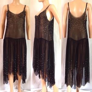 20s flapper style sheer dress with crystals